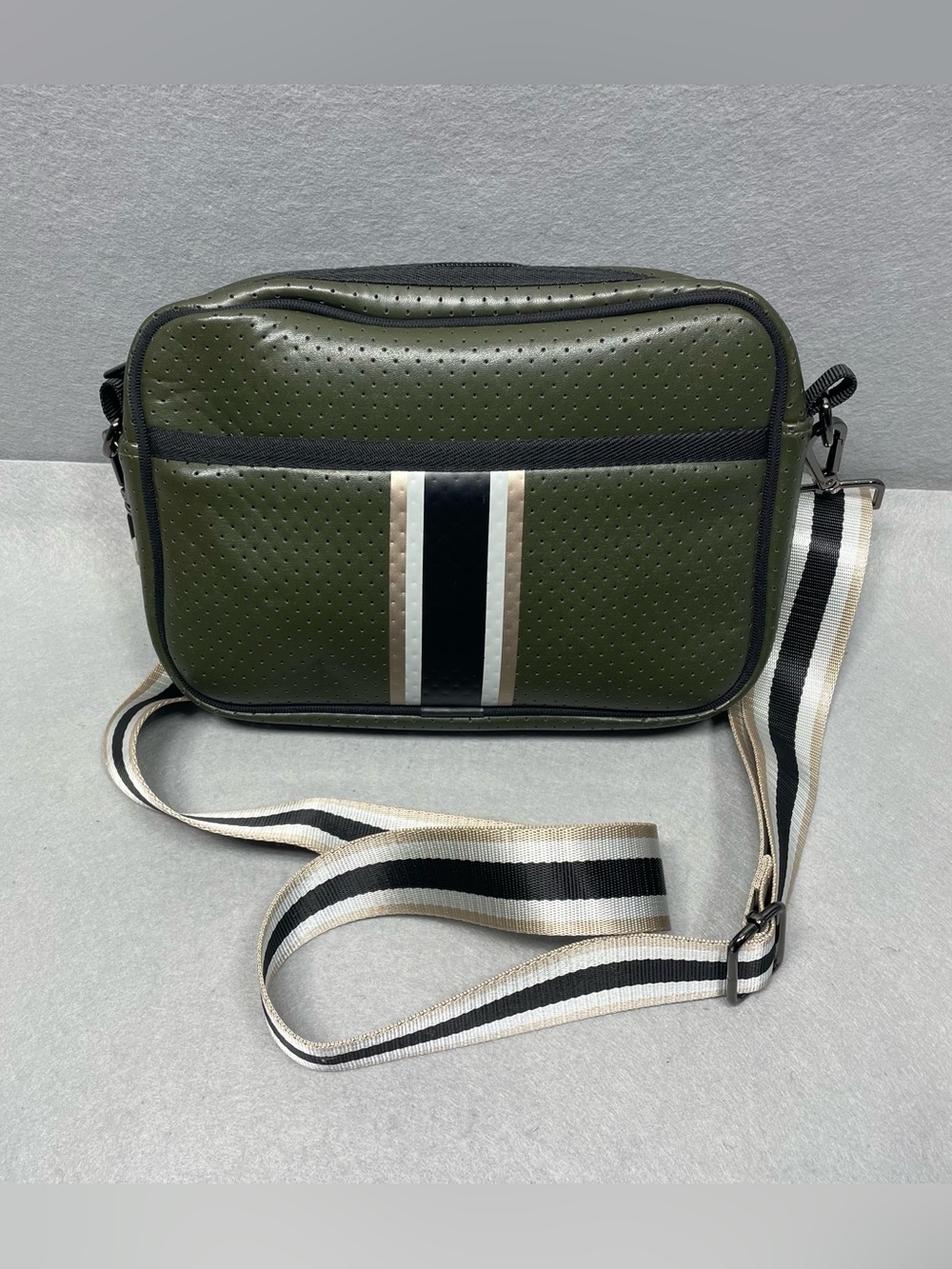 Haute Shore Drew Olive Perforated Neoprene Crossbody Camera Bag